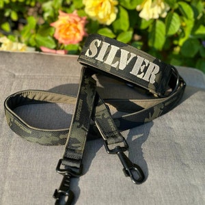 Tactial dog collar personalized with name in camouflage with Cobra buckle from AustriAlpin 5 cm wide padded with softshell image 9