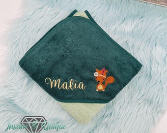 Hooded towel 140 x 140 cm bath towel XXL towel baby personalized with name embroidered / many colors :)