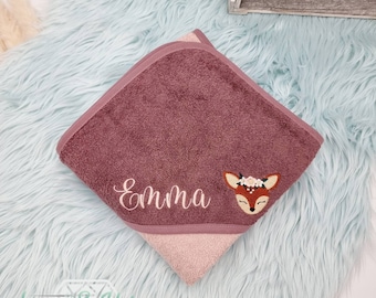 Hooded towel 140 x 140 cm bath towel XXL towel baby personalized with name embroidered / many colors :)