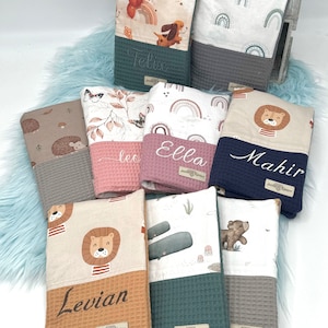 Personalisierbare Windeltasche aus Waffelpiqué und Popeline/Geschenk/Geburt/Taufe/Babyparty/Handmade/Babygeschenk/Wickeltasche/Mit Name