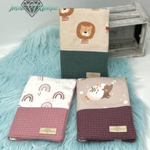 Personalisierbare Windeltasche aus Waffelpiqué und Popeline/Geschenk/Geburt/Taufe/Babyparty/Handmade/Babygeschenk/Wickeltasche/Mit Name