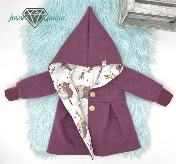 Cappotto in lana cotta per bambini, foderato mussola o jersey