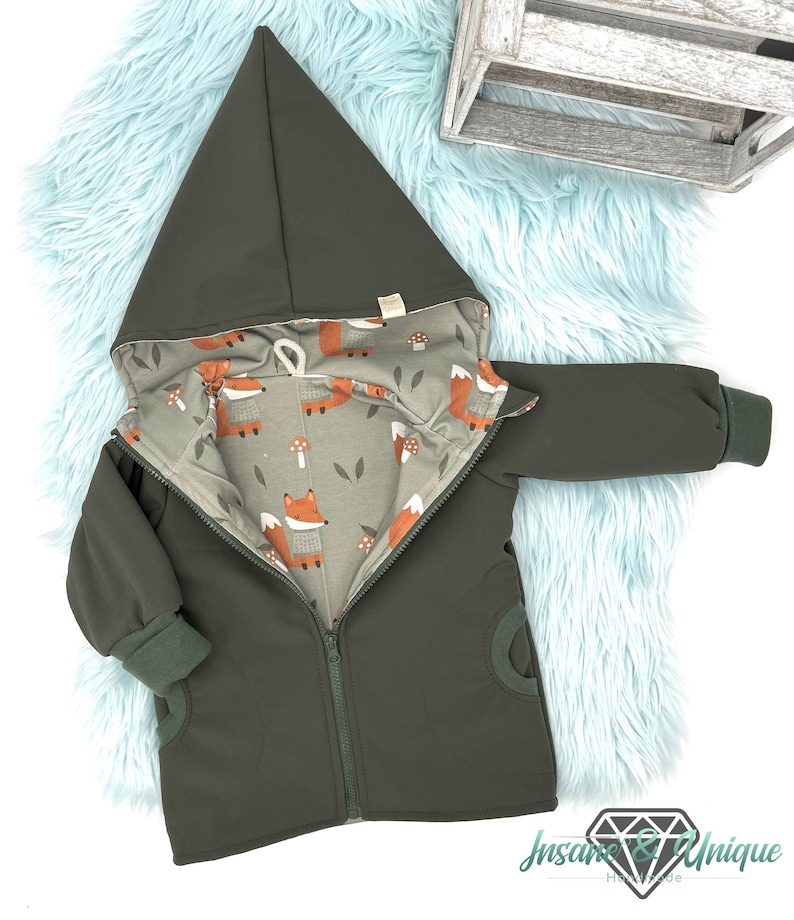 Veste/manteau softshell enfants bébés doublés / nombreux tissus au choix / pointe ou capuche ronde, le tout au choix : Printemps image 1