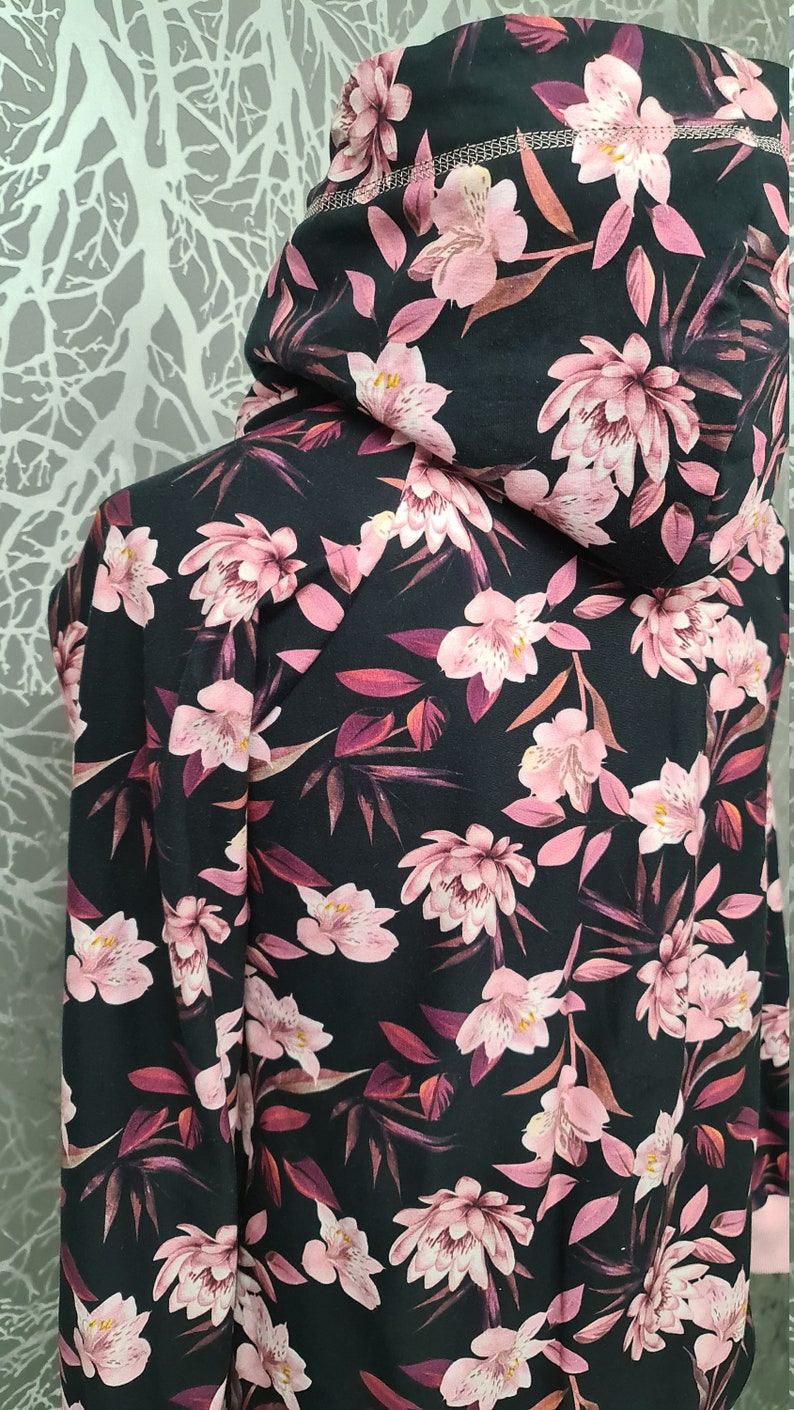 Hoodie Damen Kapuzenpullover Sweatshirt Frauen Blumen Frühling Sommersweat Größe 34-52 Bild 4
