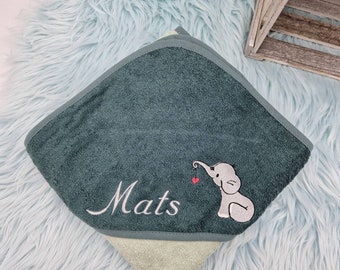 Hooded towel 100 x 100 cm bath towel baby personalized embroidered with name / many colors :) Gift for a birth/baptism/birthday