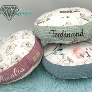 Coussin d'assise personnalisable en piqué gaufré/velours côtelé/teddy/cadeau/garderie/cercle du matin/douillet/fait main/chambre d'enfant/coussin de sol/siège/rond