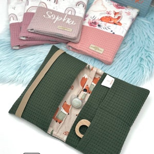 Personalisierbare Windeltasche aus Waffelpiqué und Popeline/Geschenk/Geburt/Taufe/Babyparty/Handmade/Babygeschenk/Wickeltasche/Mit Name