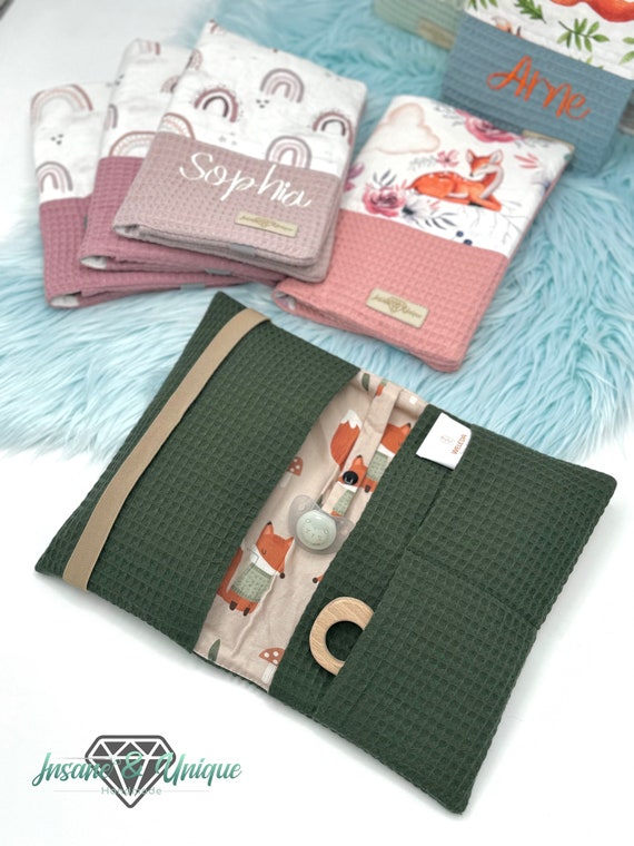 Windeltasche mit Namen – personalisierbar – Waffelpiqué /Popeline – Geschenk zur Geburt/Taufe – Babyparty – Wickeltasche Baby