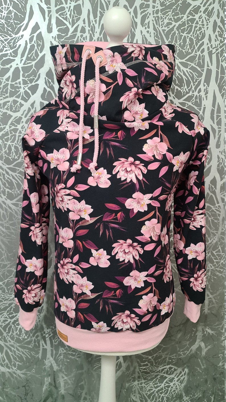 Hoodie Damen Kapuzenpullover Sweatshirt Frauen Blumen Frühling Sommersweat Größe 34-52 Bild 1