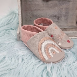 Leather slippers crawling shoes crawling slippers leather shoes first walker shoes personalized with name "motif+colors selectable bear" gift birth / baptism