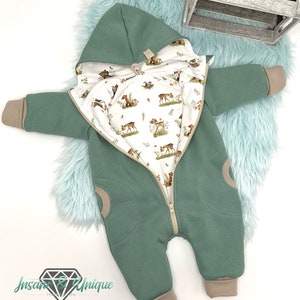 Children's baby sweatsuit / many fabrics to choose from / corner or round hood, zipper or buttons : Jersey image 2