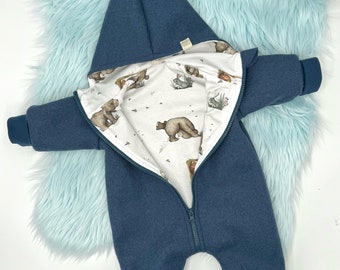 Walk suit / Walk overall children babies / many fabrics to choose from / point or round hood, zipper or buttons :) Jersey / Muslin