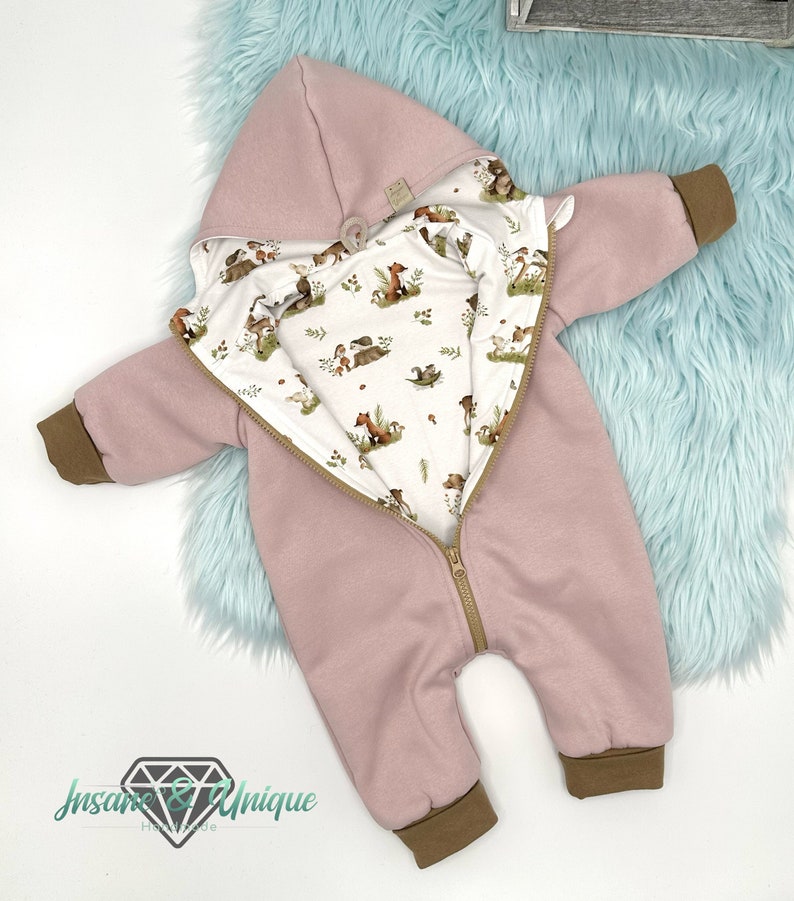 Children's baby sweatsuit / many fabrics to choose from / corner or round hood, zipper or buttons : Jersey image 2