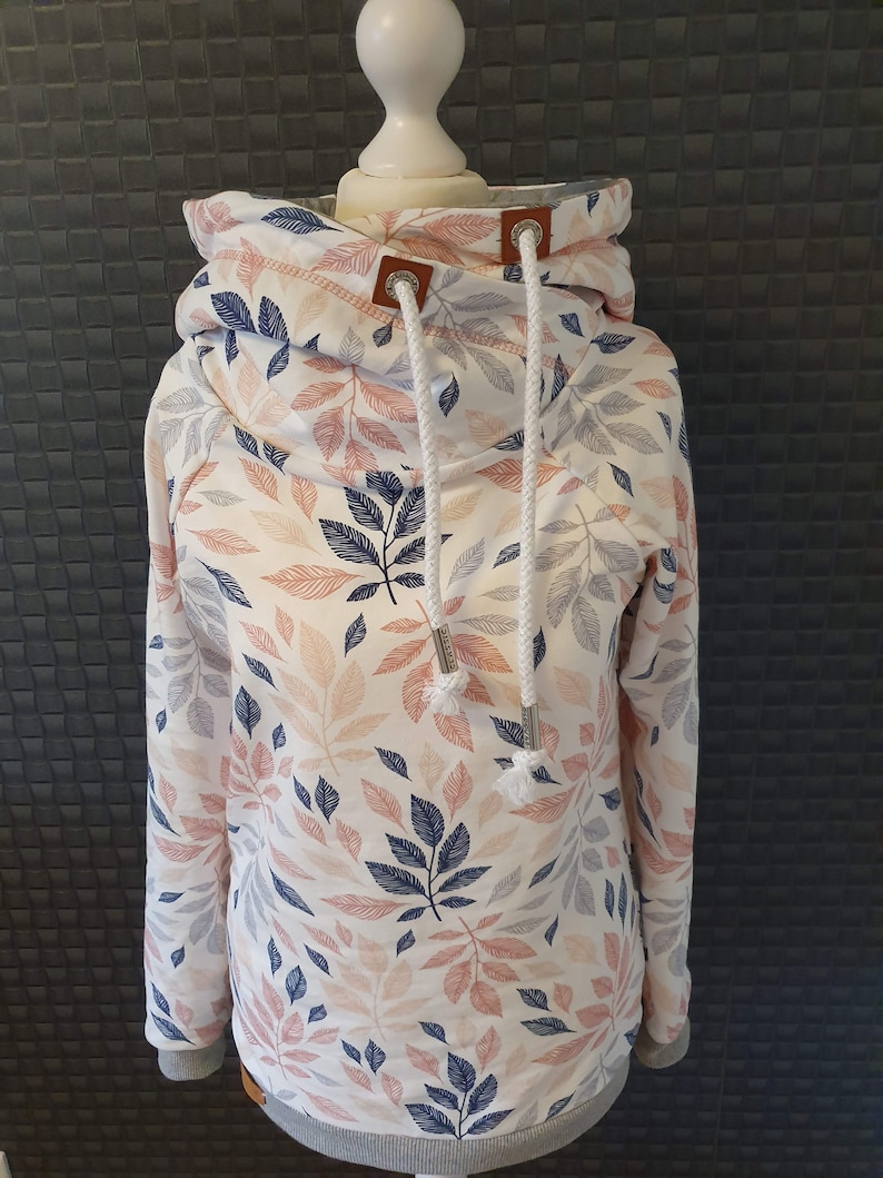 Hoodie Damen Kapuzenpullover Sweatshirt Damen Pastell-Blätter Sommersweat Größe 34-52 Bild 1