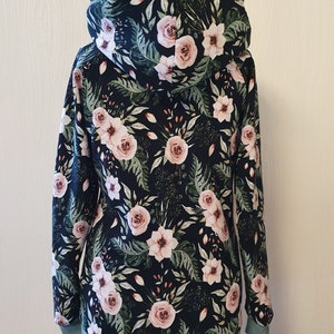 Hoodie ladies hooded sweatshirt women flowers spring summer sweat / all sizes / fabric selectable size 34-52 image 5
