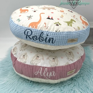 Coussin d'assise personnalisable en piqué gaufré/velours côtelé/teddy/cadeau/garderie/cercle du matin/douillet/fait main/chambre d'enfant/coussin de sol/siège/rond
