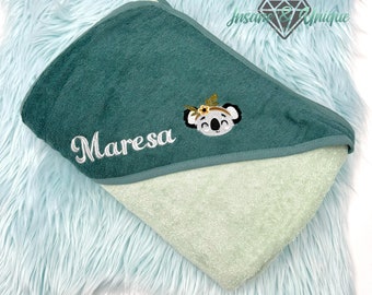 Hooded towel 140 x 140 cm bath towel XXL towel baby personalized with name embroidered / many colors :) gift for birth / baptism