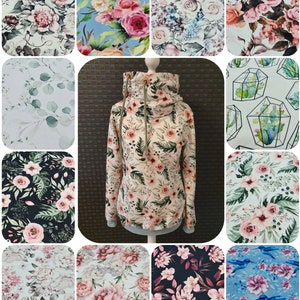 Hoodie Damen Kapuzenpulli Sweatshirt Frauen Sommersweat Frühling Blumen / alle Größen/ Stoff wählbar Größe 32-54 /neue Stoffe zdjęcie 1