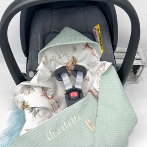Personaliseerbaar baby draagzak 3-punts gordelsysteem van wafelpiqué/poplin/cadeau/geboorte/doop/handgemaakt/babyshower
