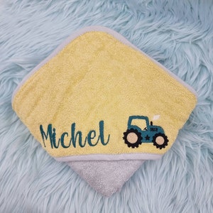 Hooded towel 140 x 140 cm bath towel XXL towel baby personalized with name embroidered / many colors : gift for birth / baptism image 3