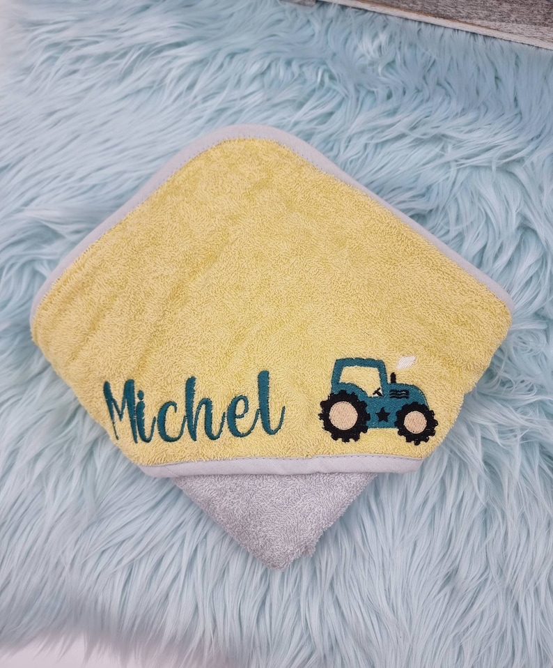 Hooded towel 140 x 140 cm bath towel XXL towel baby personalized with name embroidered / many colors : gift for birth / baptism image 3