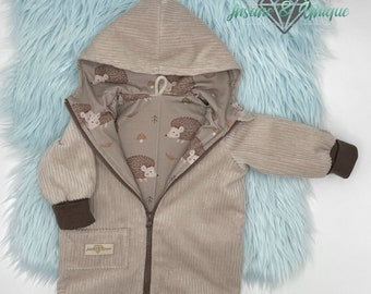 Veste en velours côtelé pour enfant, doublée bébé / nombreux tissus au choix / pointe ou capuche ronde, le tout au choix :) Fourrure Teddy