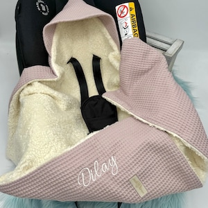 Personaliseerbaar baby draagzak 3-punts gordelsysteem van wafelpiqué en teddybont van 100% katoen/cadeau/geboorte/doop/handgemaakt