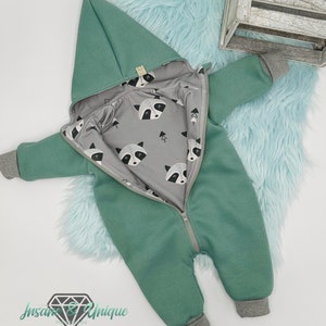 Children's baby sweatsuit / many fabrics to choose from / corner or round hood, zipper or buttons : Jersey image 3