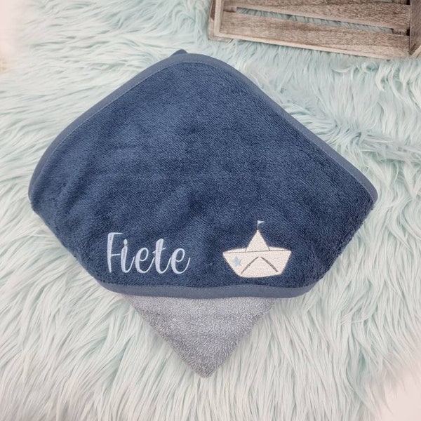 Hooded towel 80 x 80 cm bath towel baby towel personalized with name embroidered / many colors :) gift for birth / baptism / birthday