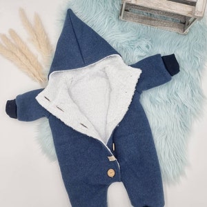 Walk suit / Walk overall children babies lined / point or round hood, zip or buttons, side pockets : Teddy fur 100% cotton image 2