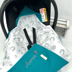 Personaliseerbaar baby draagzak 3-punts gordelsysteem van wafelpiqué/poplin/cadeau/geboorte/doop/handgemaakt/babyshower