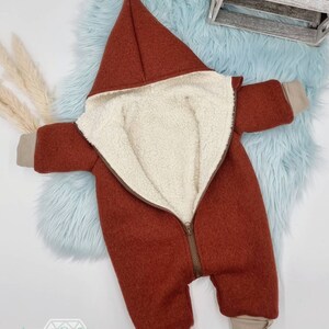 Walk suit / Walk overall children babies lined / point or round hood, zip or buttons, side pockets : Teddy fur 100% cotton image 5