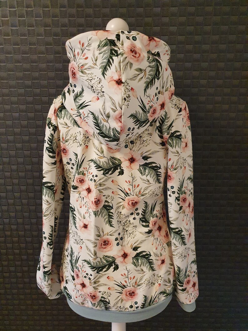 Hoodie Damen Kapuzenpulli Sweatshirt Frauen Sommersweat Frühling Blumen / alle Größen/ Stoff wählbar Größe 32-54 /neue Stoffe Bild 6