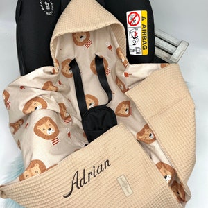 Personaliseerbaar baby draagzak 3-punts gordelsysteem van wafelpiqué/poplin/cadeau/geboorte/doop/handgemaakt/babyshower