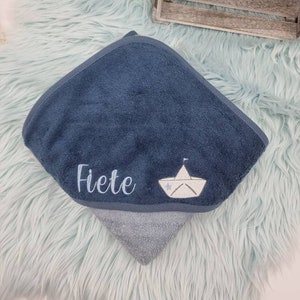 Hooded towel 100 x 100 cm bath towel baby personalized embroidered with name / many colors : Gift for a birth/baptism/birthday image 3