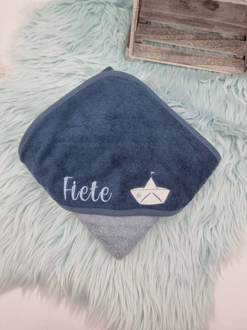 Hooded towel 100 x 100 cm bath towel baby personalized embroidered with name / many colors : Gift for a birth/baptism/birthday image 3