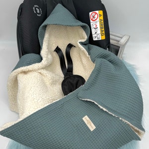 Personaliseerbaar baby draagzak 3-punts gordelsysteem van wafelpiqué en teddybont van 100% katoen/cadeau/geboorte/doop/handgemaakt