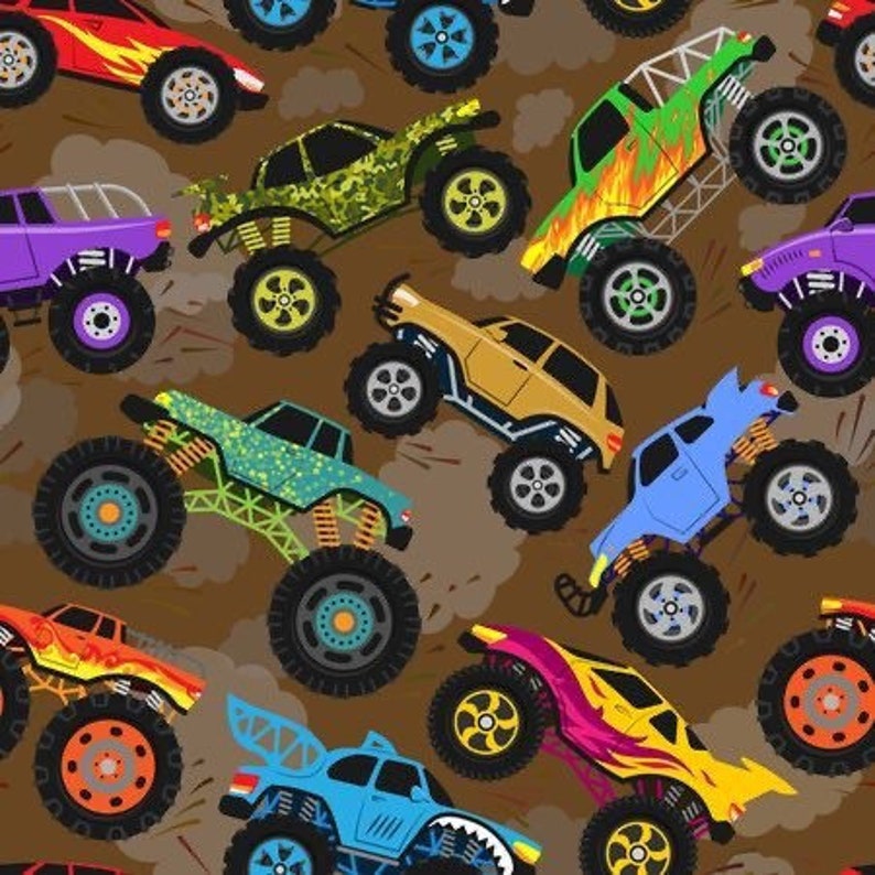 Monster Jam Polyester Fabric by the Yard Monster Trucks on Etsy