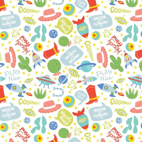 Toy Story Poly Cotton Fabric by the Yard Sewing Quilting Etsy