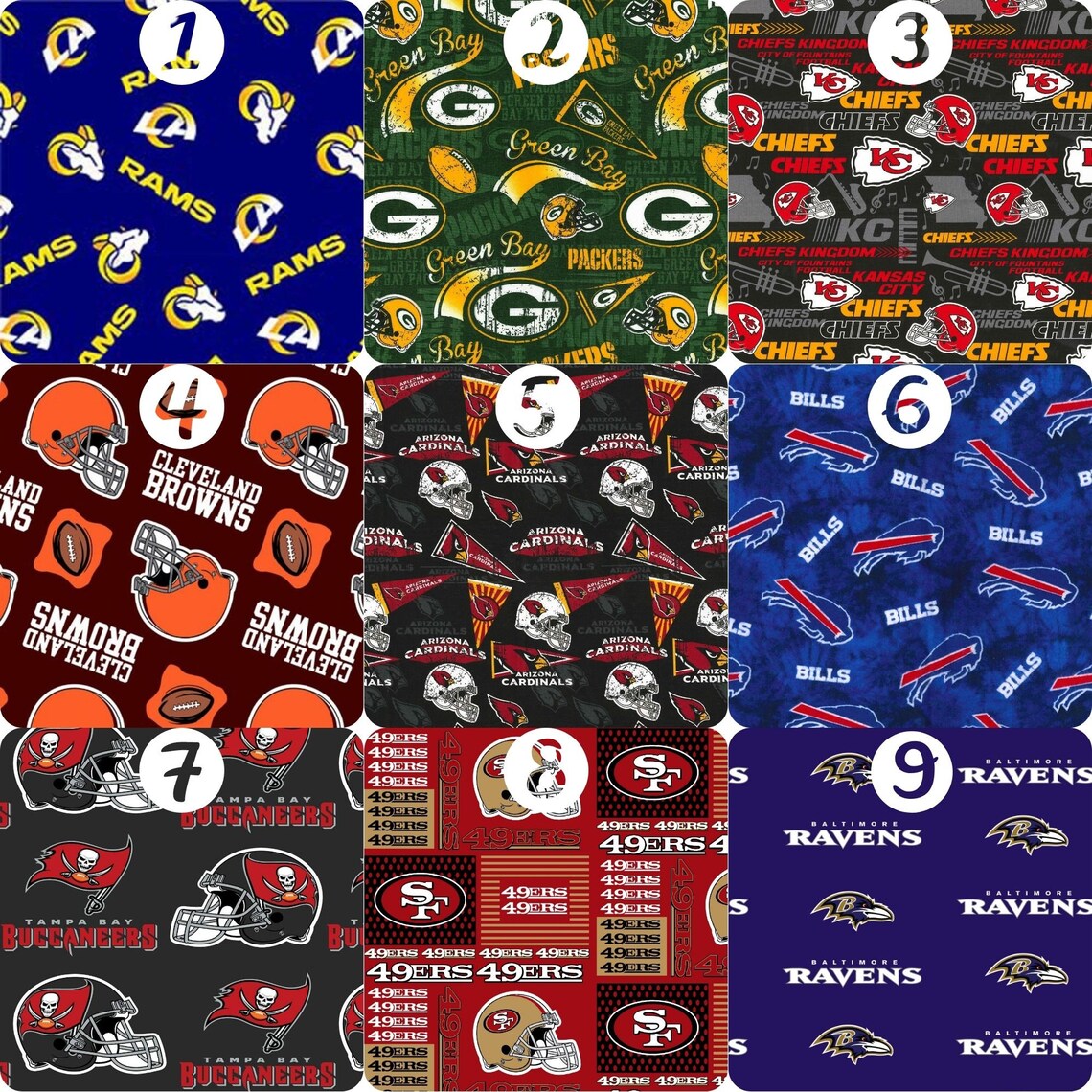 NFL Team Fabrics by the Yard/half Yard 100 Polyester Fabric Etsy