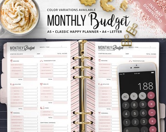 Monthly Budget Planner, A5 HP Classic, Expense Tracker (Digital Product)