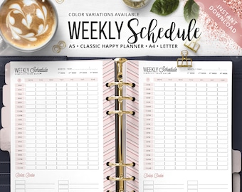 Printable Weekly Planner Schedule, Classic HP, A5, A4, Letter (PDF)
