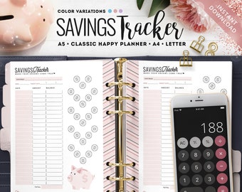 Savings Tracker, Budget Planner, A5 Savings Tracker, Classic HP Inserts, Financial Planner, A5 Planner Inserts, Finance Planner, Tracker