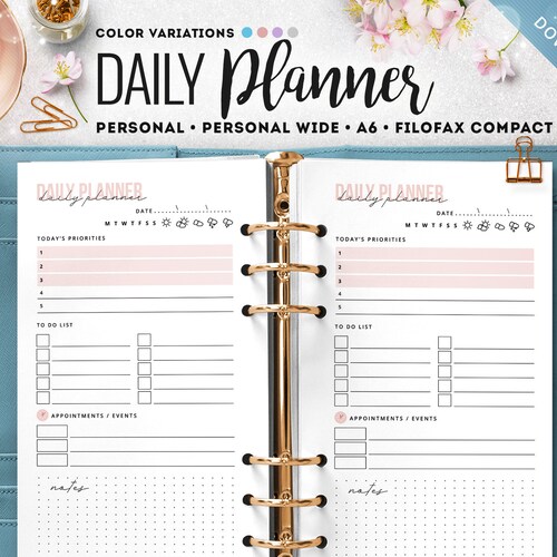 Personal Size Daily Planner A6 Daily Planner Personal Wide Etsy