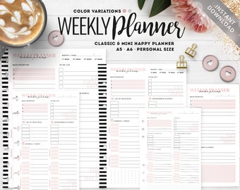 Weekly Planner Printable, Classic & Mini HP, A5 A6 (Digital Download)