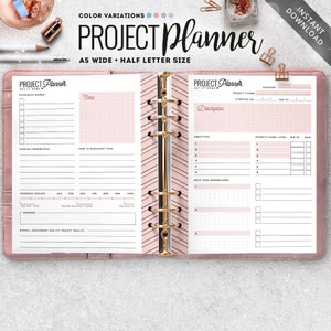 2021 Project Planner, A5 Wide Project Planner, Work Planner, Half Letter Insert, Business Planner, Planner Printable, Project Planner