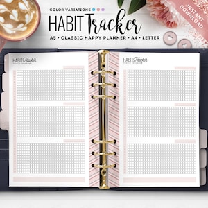Habit Tracker Printable | Year in Pixels | A5, A4, Letter Size, Classic HP image 1