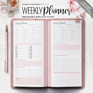 Travelers notebook Insert Printable, Printable TN, TN Weekly Planner, Weekly, Travelers Size Insert, TN Printable Insert