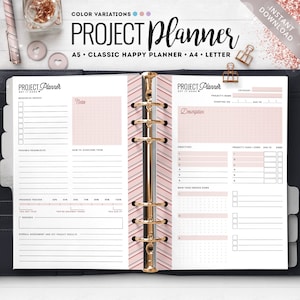 2024 Project Planner, Classic Happy Planner, Work Planner, A5 Project Planner, Business Planner, A4 Planner, Planner Printable, Project Plan