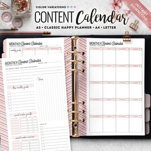 Content Planner, Social Media Content Planner, Content Calendar, A5 Content Planner, Classic HP Content Planner, Classic HP Inserts, Insert